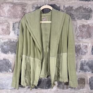 Anthropologie Postmark Anorak Hoodie Cardigan Sweater Woman's XS Green Oversized